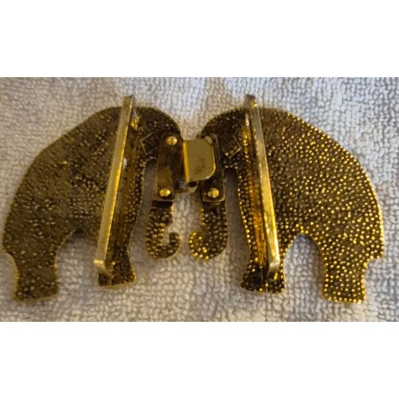 Gold Tone Double Elephant Metal Belt Buckle - Picture 3 of 7